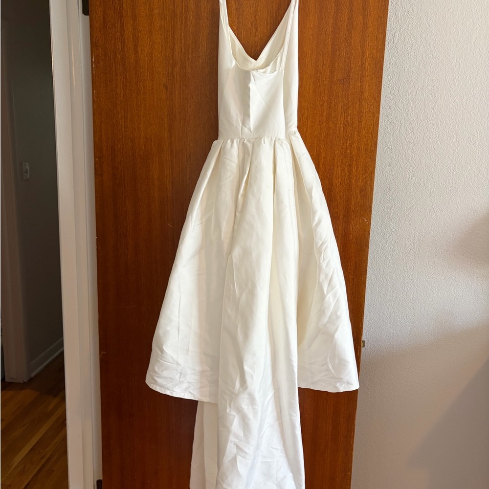 White V-Neck High-Low Dress - Picture 2 of 9